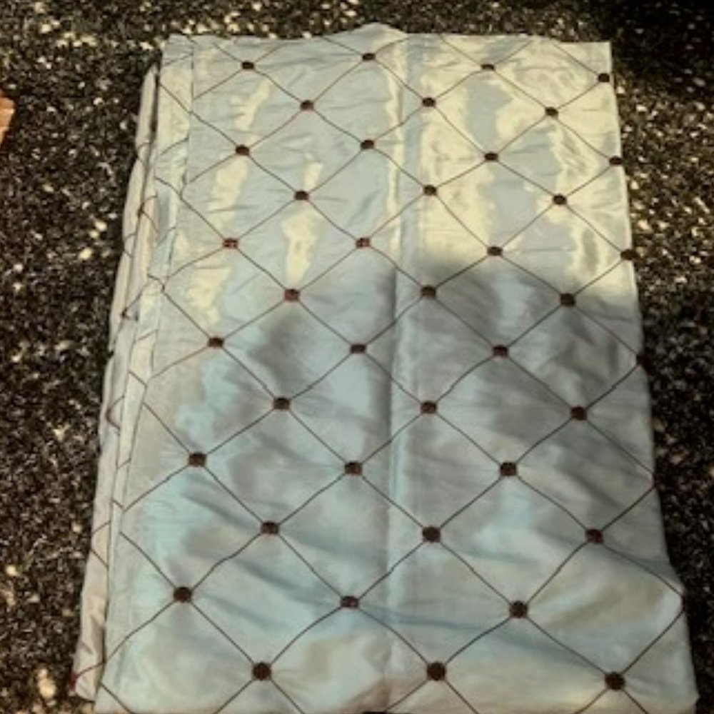 Blue Drapery Panels and Valance